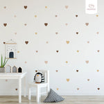 monmo_textilne nalepky - farebne srdiecka v zemitych farbach