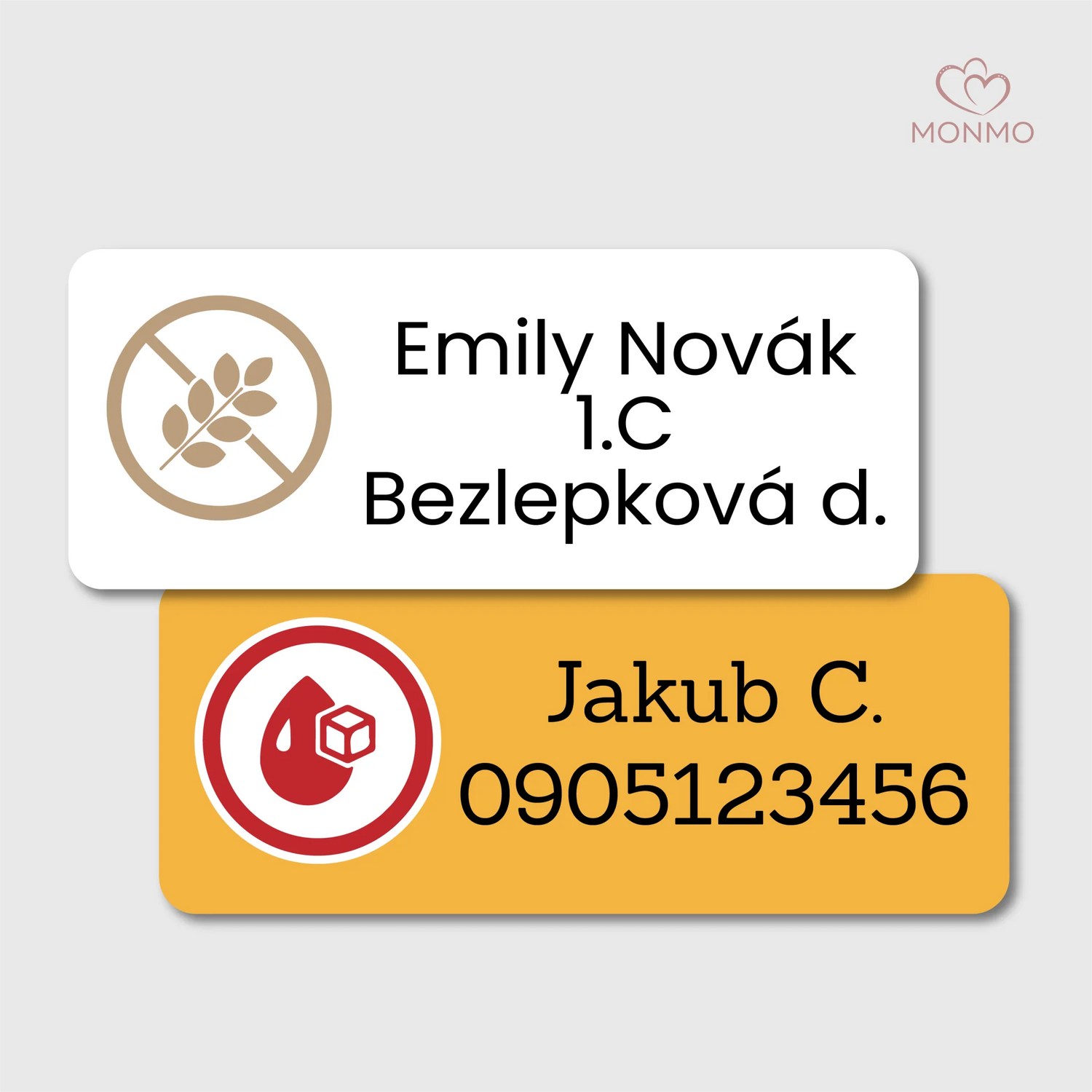 Zdravotné samolepky s menom