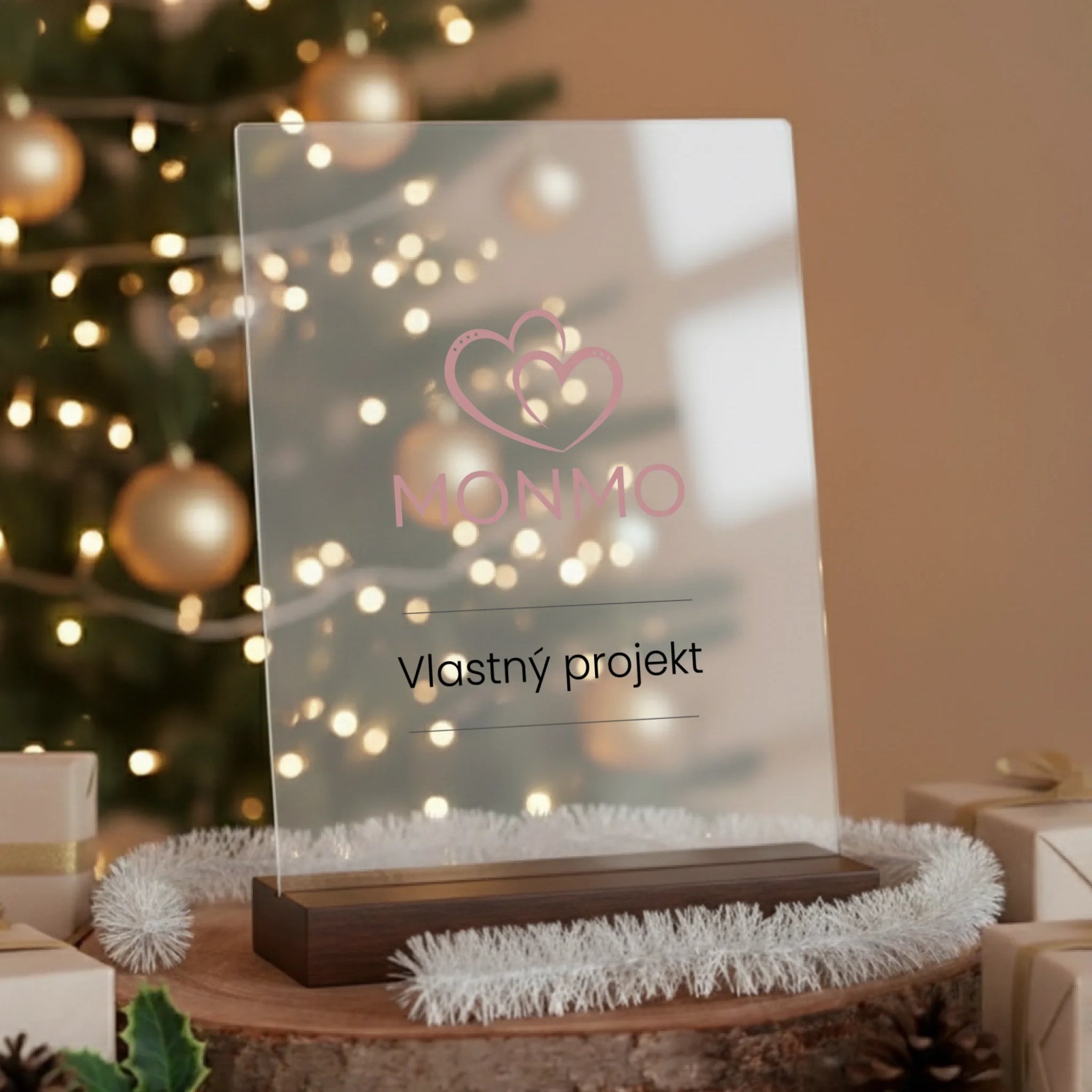 akrylova plaketa_vianoce_tmavy stojan
