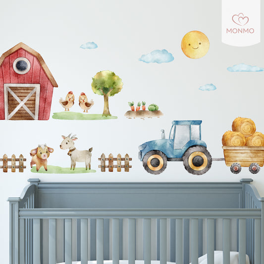 Farma s traktorom a zvieratkami - Nálepka na stenu pre deti
