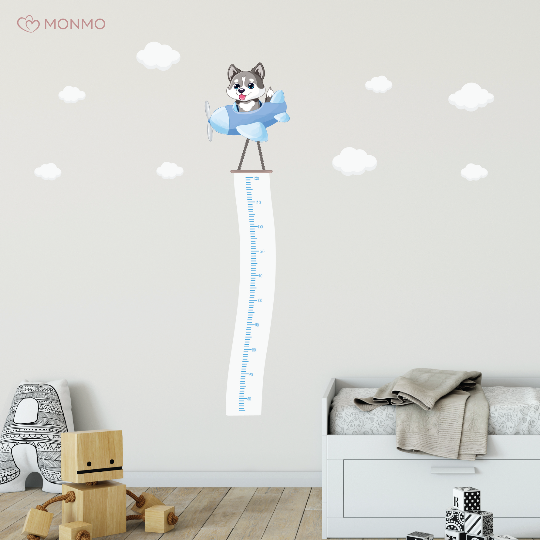 150 cm rastovy meter pre deti. Detská nálepka na stenu, detský meter